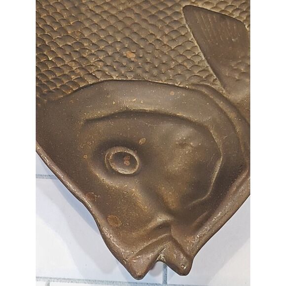 VTG Solid Brass Fish Tray Plate Trinket Coastal Cabin Home Décor Heavy 13½"x 7" - Picture 9 of 9